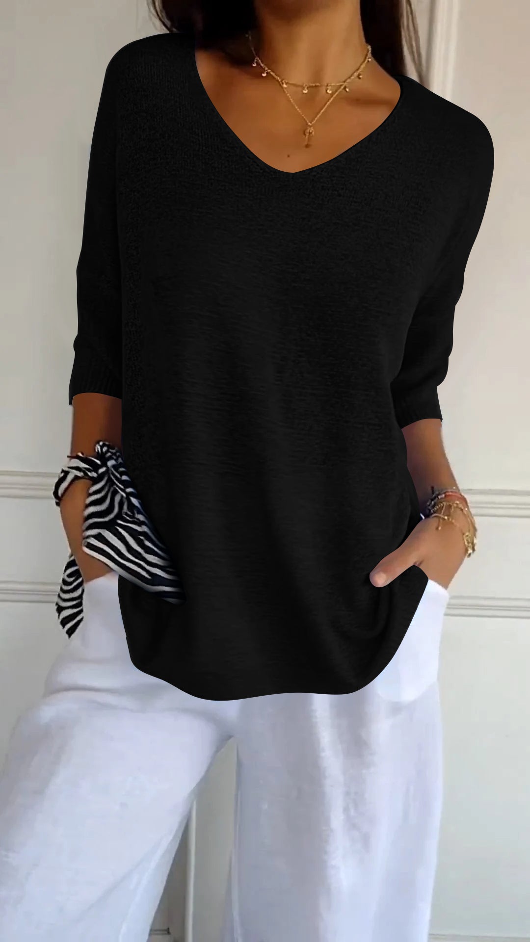 Zara - Knitted V-Neck Top