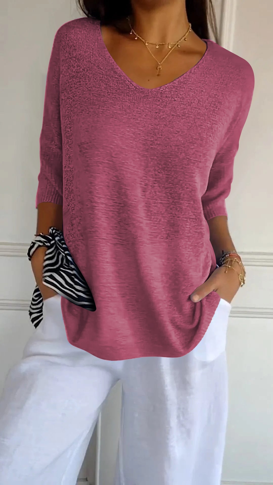 Zara - Knitted V-Neck Top
