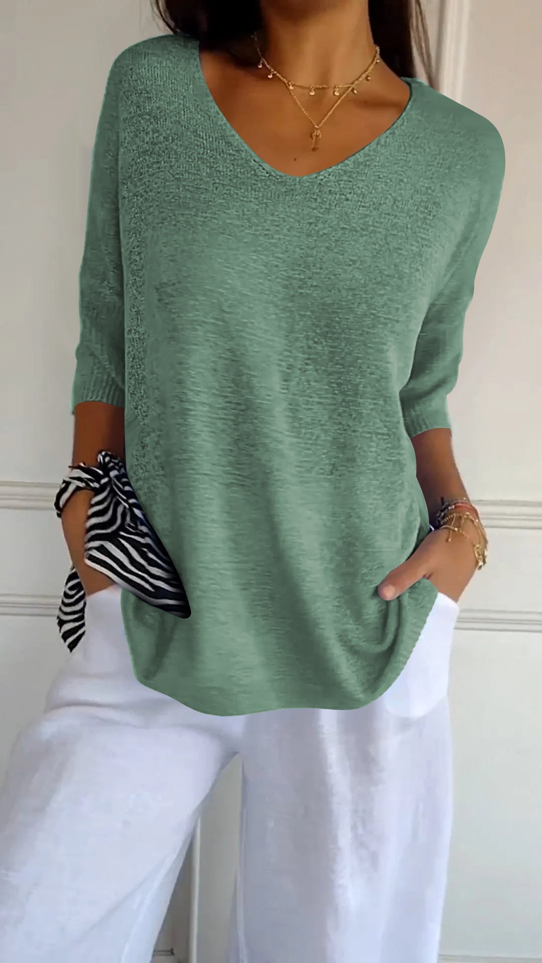 Zara - Knitted V-Neck Top