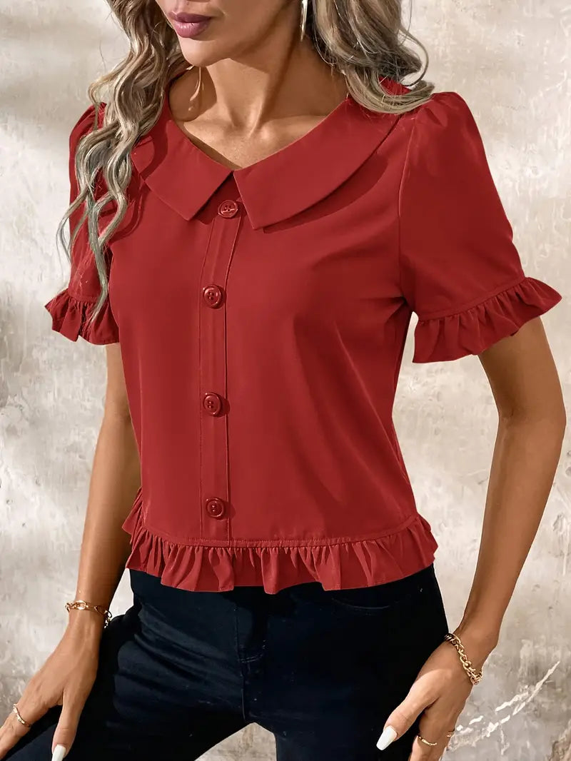 Isolde – Elegant Short Sleeve Blouse
