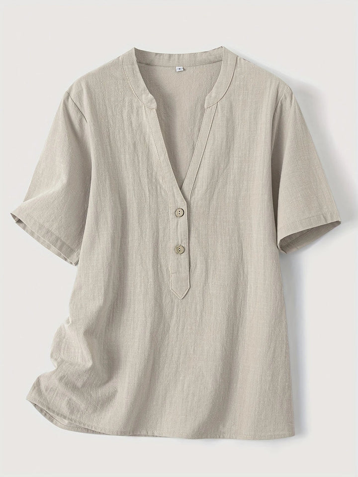 Aurelia – Fashionable V-neck And Short Sleeve Blouse