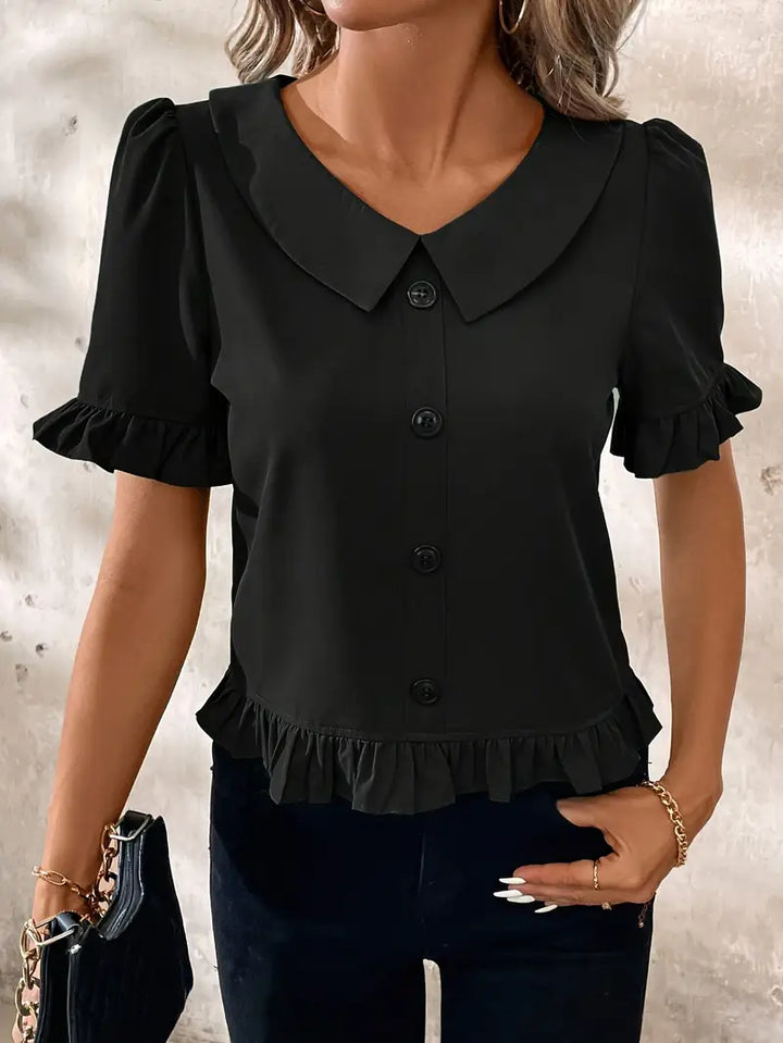 Isolde – Elegant Short Sleeve Blouse