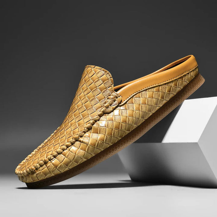 Aksel – Casual Woven Pattern Leather Half Slippers
