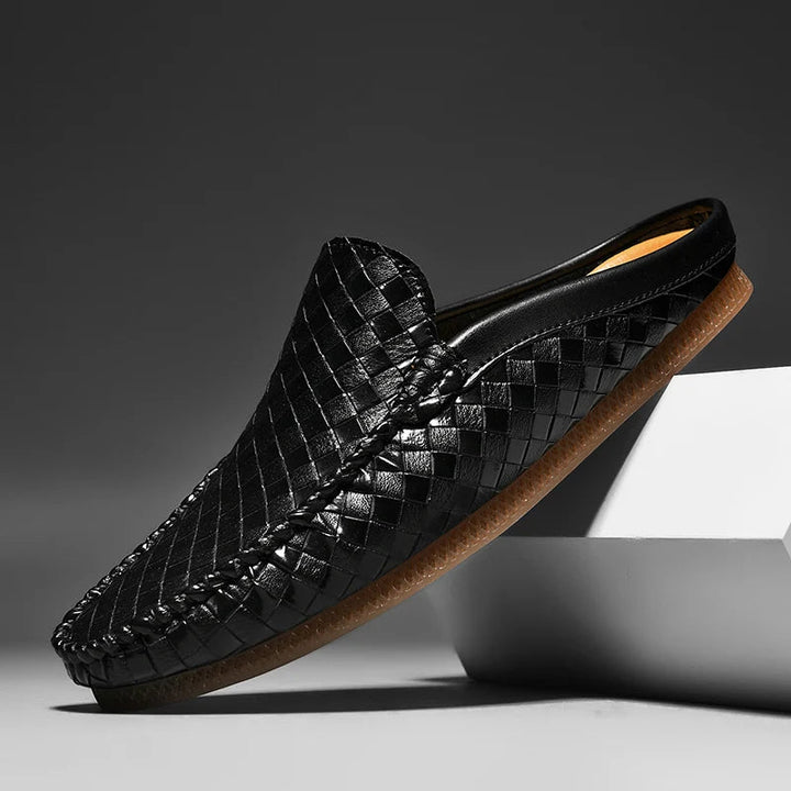 Aksel – Casual Woven Pattern Leather Half Slippers