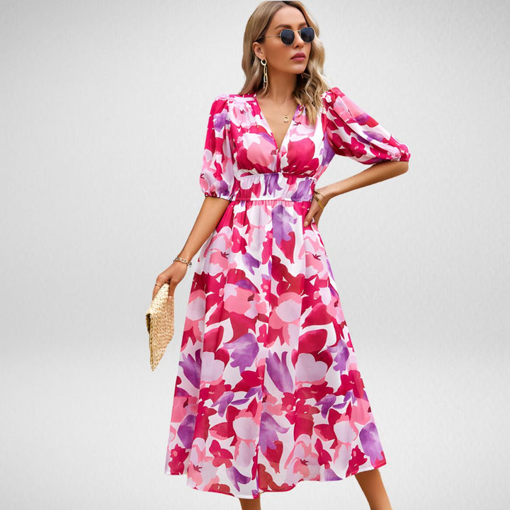 Ruby™ V-Neck Midi Dress