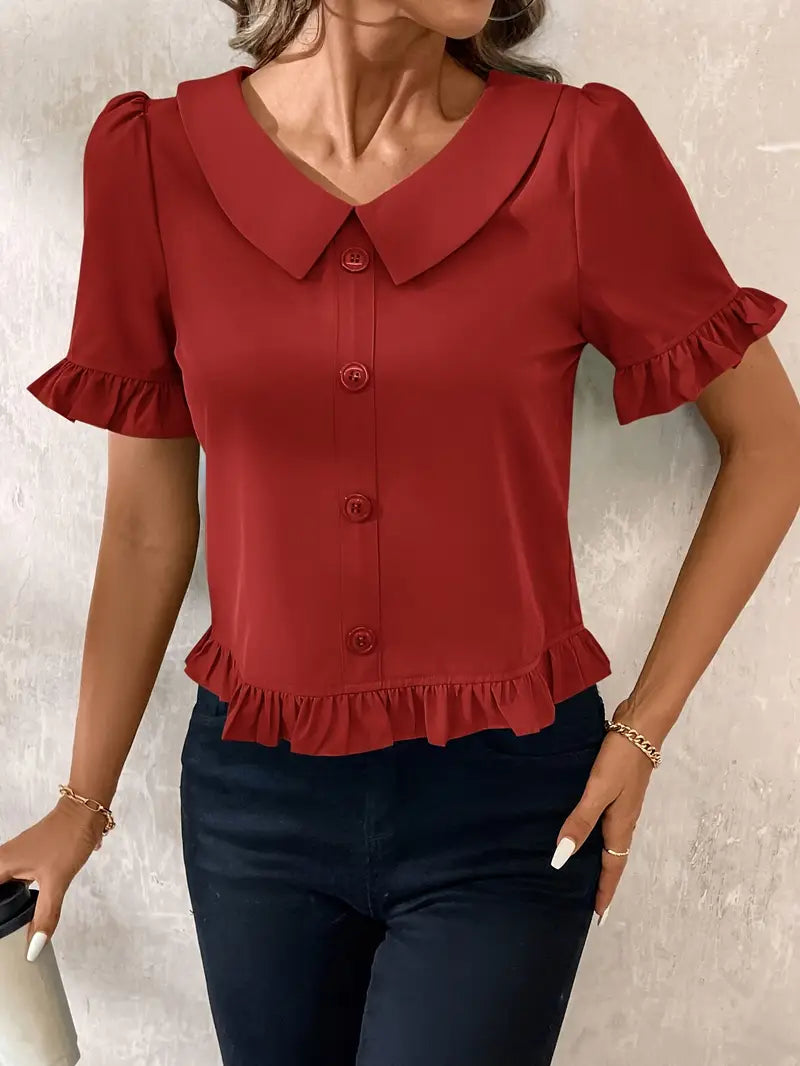 Isolde – Elegant Short Sleeve Blouse