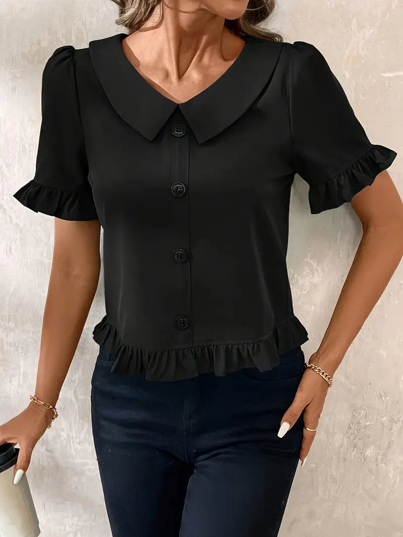 Isolde – Elegant Short Sleeve Blouse