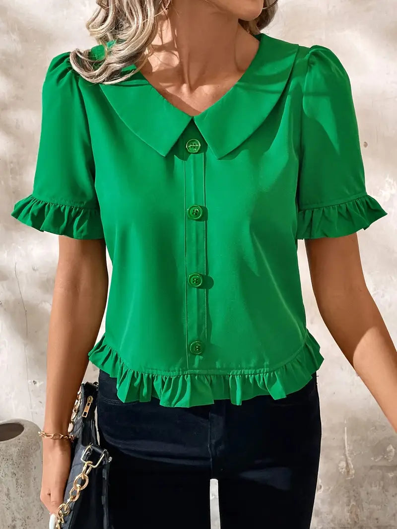 Isolde – Elegant Short Sleeve Blouse